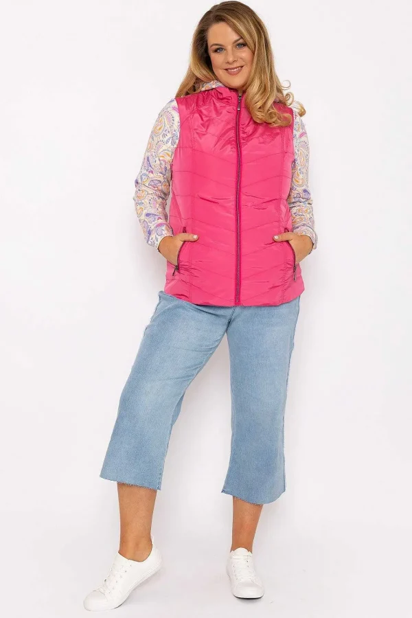 Ulla Popken Classic Fit Decorative Seam Gilet In Pink*Women Coats & Jackets