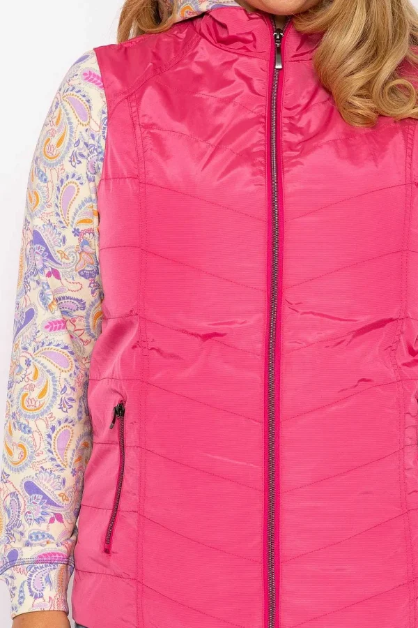 Ulla Popken Classic Fit Decorative Seam Gilet In Pink*Women Coats & Jackets