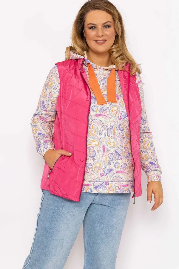 Ulla Popken Classic Fit Decorative Seam Gilet In Pink*Women Coats & Jackets