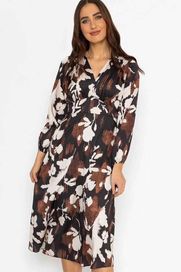 Pala D'oro Cliodhna Brown Printed Midi Dress*Women Dresses & Jumpsuits