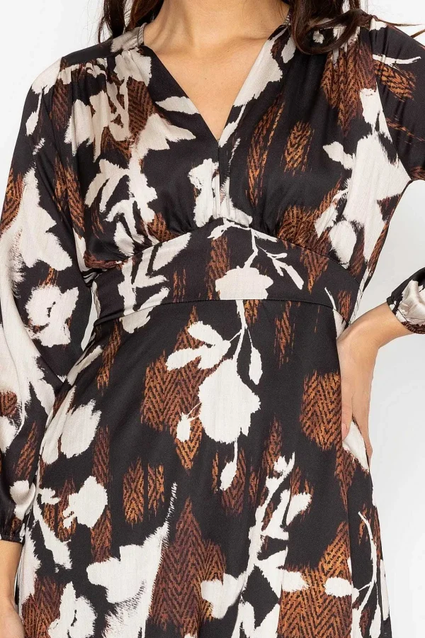 Pala D'oro Cliodhna Brown Printed Midi Dress*Women Dresses & Jumpsuits