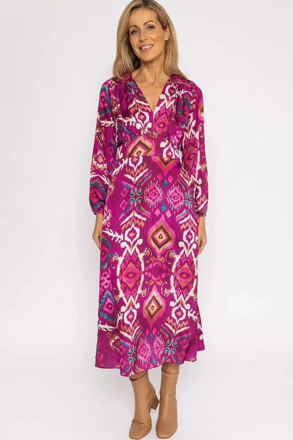 Pala D'oro Cliodhna Pink Printed Midi Dress* Sale Dresses