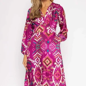 Pala D'oro Cliodhna Pink Printed Midi Dress* Sale Dresses