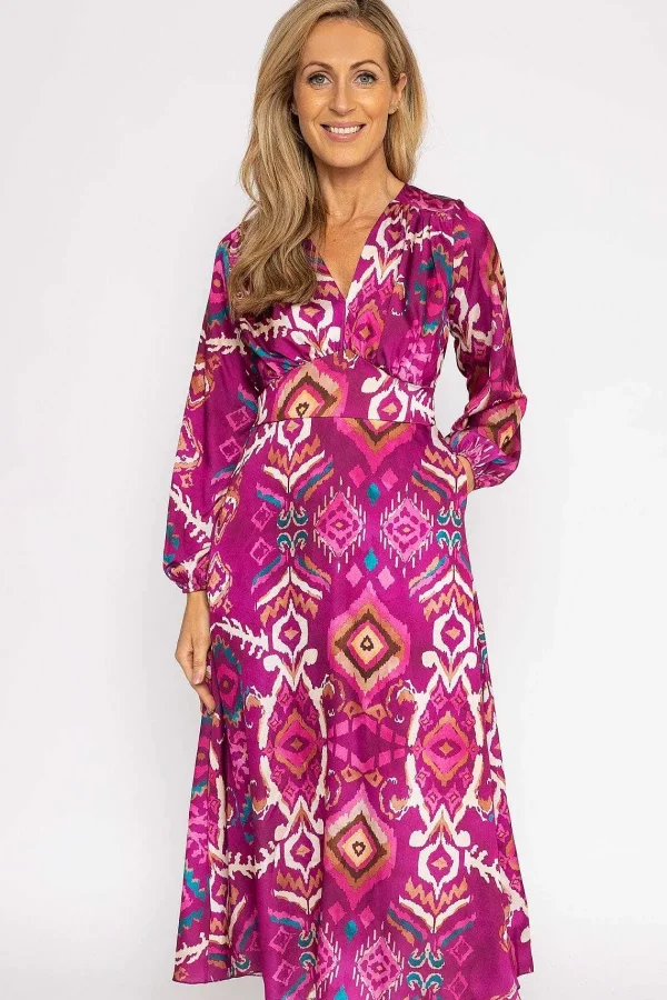 Pala D'oro Cliodhna Pink Printed Midi Dress* Sale Dresses