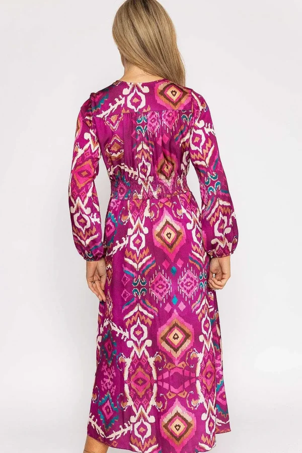 Pala D'oro Cliodhna Pink Printed Midi Dress* Sale Dresses