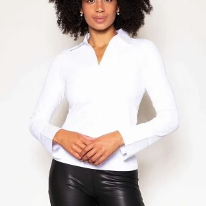 J'aime la Vie Collar Shirt In White*Women Tops & Blouses