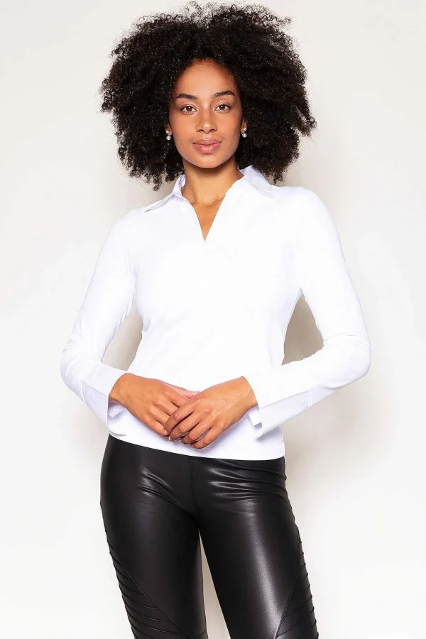 J'aime la Vie Collar Shirt In White*Women Tops & Blouses