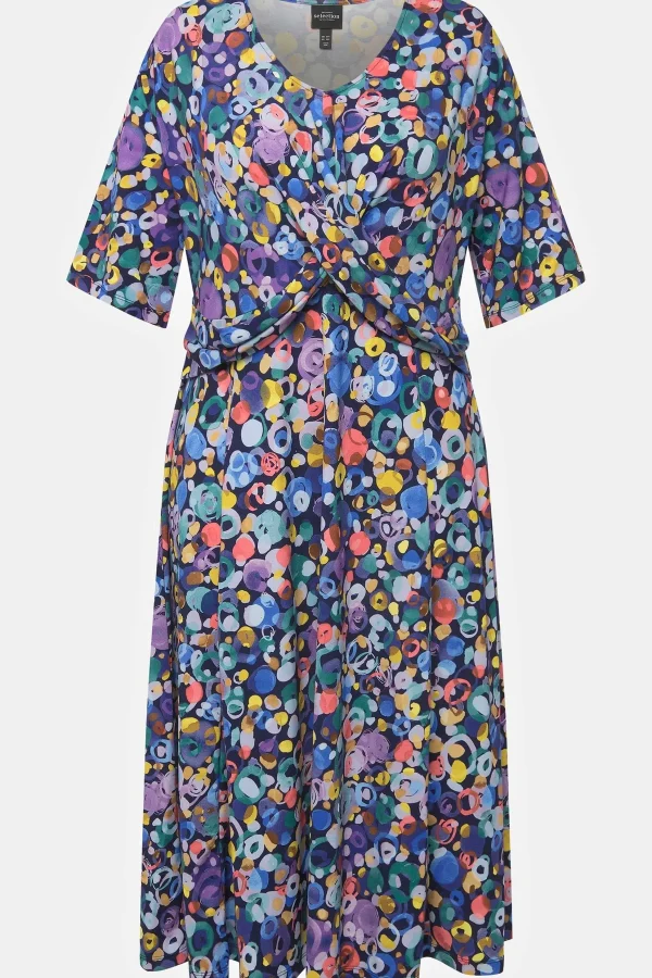 Ulla Popken Colorful Dot Print Short Sleeve Midi Dress*Women Dresses