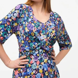 Ulla Popken Colorful Dot Print Short Sleeve Midi Dress*Women Dresses