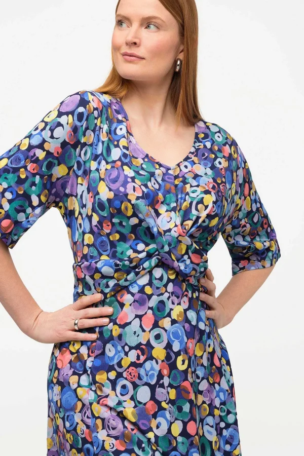 Ulla Popken Colorful Dot Print Short Sleeve Midi Dress*Women Dresses