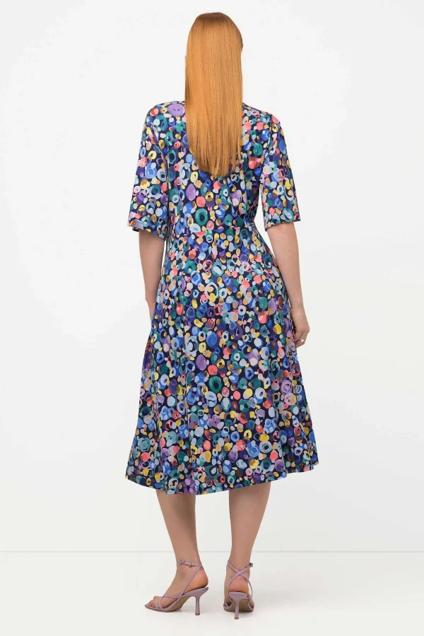 Ulla Popken Colorful Dot Print Short Sleeve Midi Dress*Women Dresses