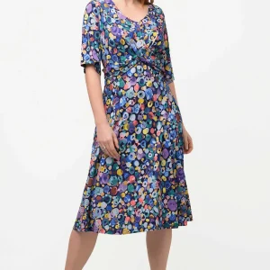Ulla Popken Colorful Dot Print Short Sleeve Midi Dress*Women Dresses