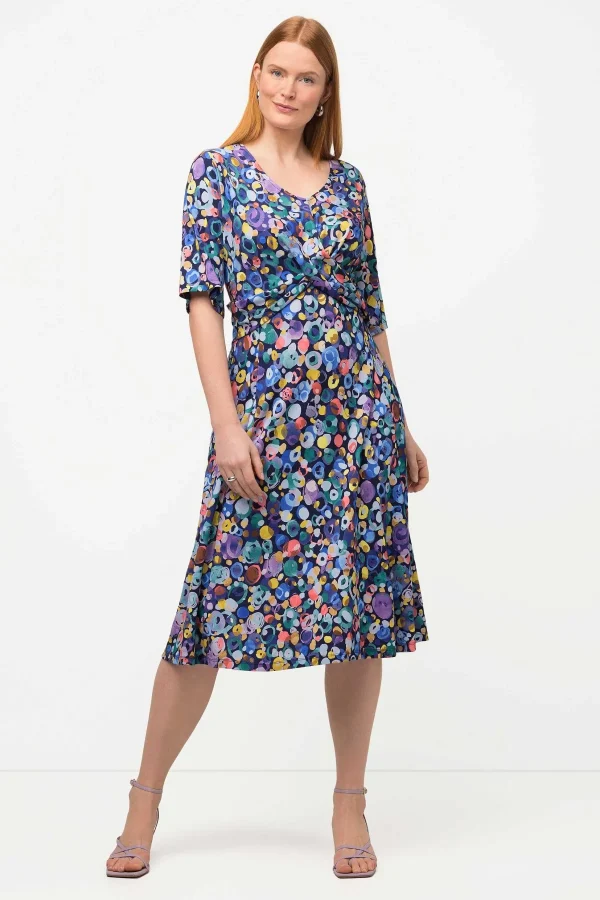 Ulla Popken Colorful Dot Print Short Sleeve Midi Dress*Women Dresses
