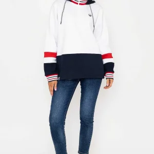 West Quay Colour Block Half Zip Hooded Sweatshirt In White*Women Hoodies & Sweatshirts