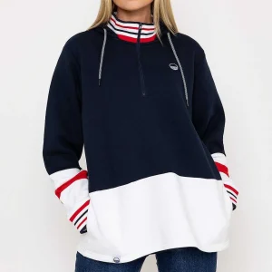 West Quay Colour Block Half Zip Hooded Sweatshirt In Navy*Women Hoodies & Sweatshirts