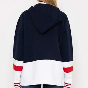 West Quay Colour Block Half Zip Hooded Sweatshirt In Navy*Women Hoodies & Sweatshirts
