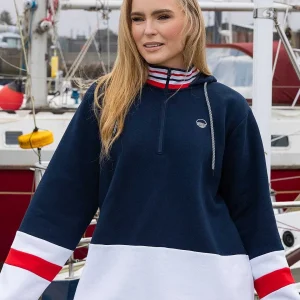 West Quay Colour Block Half Zip Hooded Sweatshirt In Navy*Women Hoodies & Sweatshirts