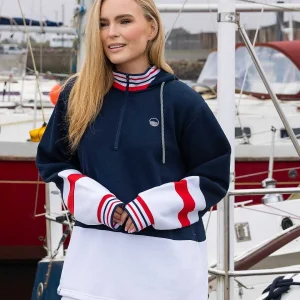 West Quay Colour Block Half Zip Hooded Sweatshirt In Navy*Women Hoodies & Sweatshirts