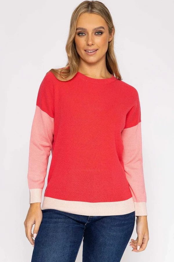 Kelly & Grace Weekend Colour Block Knit In Blush*Women Jumpers & Cardigans