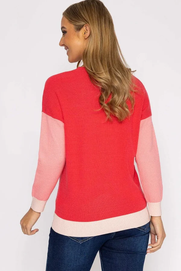 Kelly & Grace Weekend Colour Block Knit In Blush*Women Jumpers & Cardigans