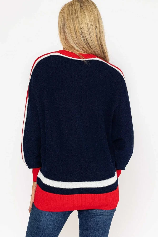 West Quay Colour Block Stripe Knit Sweater In Navy*Women Jumpers & Cardigans