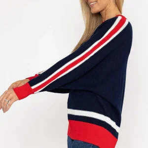 West Quay Colour Block Stripe Knit Sweater In Navy*Women Jumpers & Cardigans