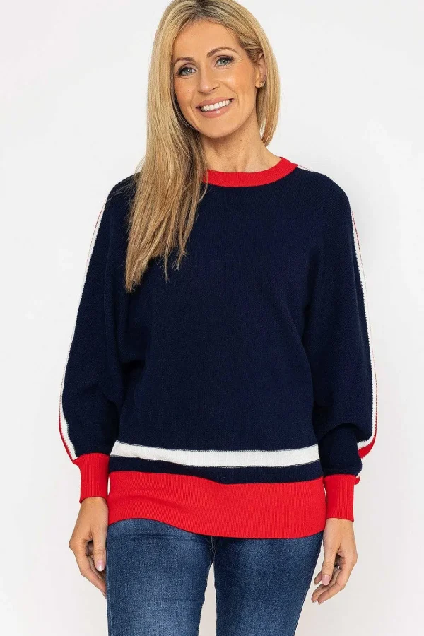 West Quay Colour Block Stripe Knit Sweater In Navy*Women Jumpers & Cardigans