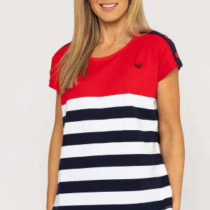 West Quay Colour Block Stripe T-Shirt In Red*Women Tops & Blouses
