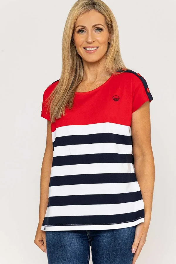 West Quay Colour Block Stripe T-Shirt In Red*Women Tops & Blouses