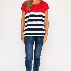 West Quay Colour Block Stripe T-Shirt In Red*Women Tops & Blouses