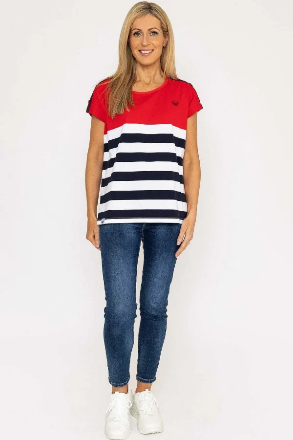 West Quay Colour Block Stripe T-Shirt In Red*Women Tops & Blouses