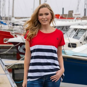 West Quay Colour Block Stripe T-Shirt In Red*Women Tops & Blouses