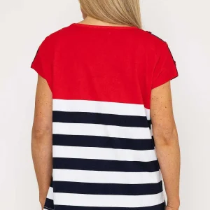 West Quay Colour Block Stripe T-Shirt In Red*Women Tops & Blouses