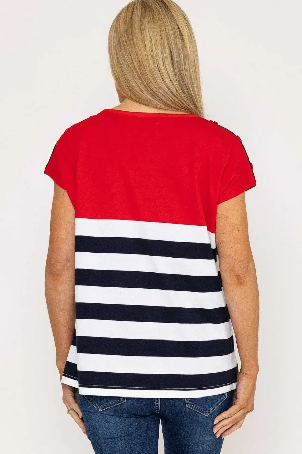 West Quay Colour Block Stripe T-Shirt In Red*Women Tops & Blouses