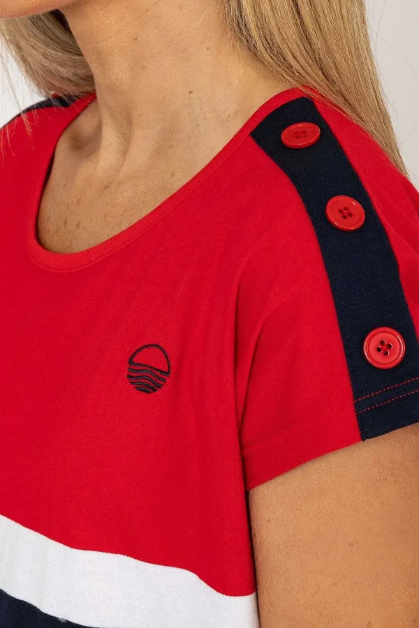 West Quay Colour Block Stripe T-Shirt In Red*Women Tops & Blouses