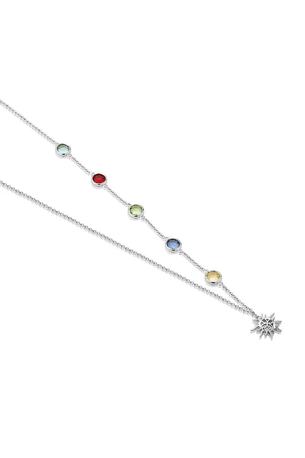 Newbridge Silverware Jewellery Coloured Stone Necklace In Silver* Boxed Gifts
