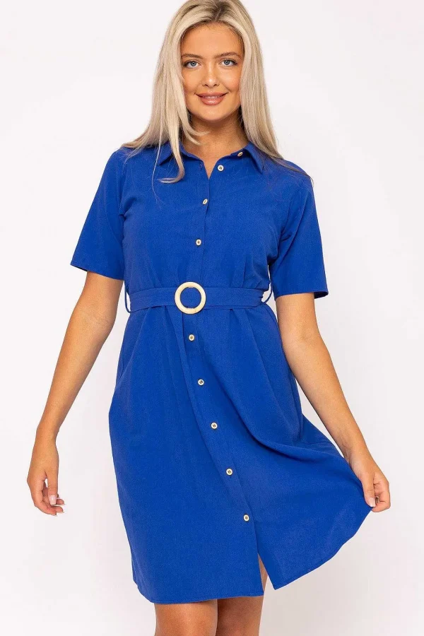 Kelly & Grace Weekend Cotton Shirt Dress In Cobalt* Sale Dresses