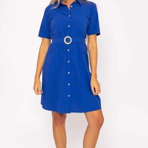 Kelly & Grace Weekend Cotton Shirt Dress In Cobalt* Sale Dresses