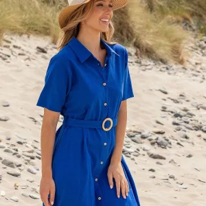 Kelly & Grace Weekend Cotton Shirt Dress In Cobalt* Sale Dresses