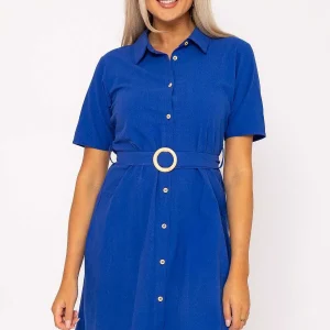 Kelly & Grace Weekend Cotton Shirt Dress In Cobalt* Sale Dresses
