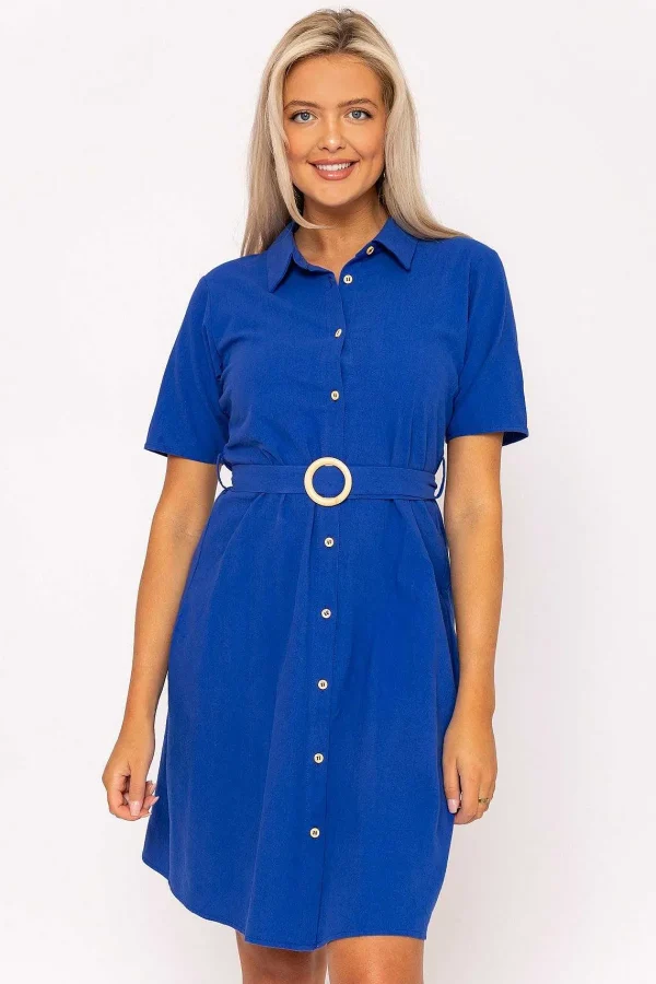 Kelly & Grace Weekend Cotton Shirt Dress In Cobalt* Sale Dresses
