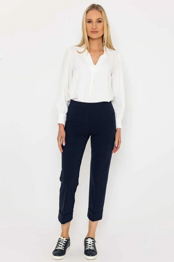 Peruzzi Cotton Turn Up Trousers In Navy*Women Jeans & Trousers