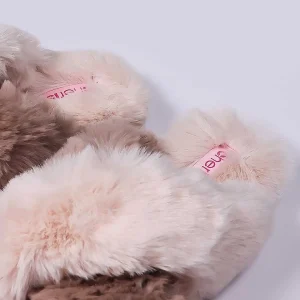 Cherish Accessories Cream Faux Fur Contrast Slippers*Women Nightwear