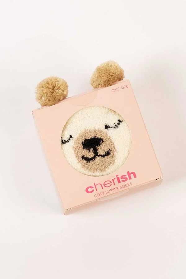 Cherish Accessories Cream Fluffy Boxed Slipper Socks*Women Nightwear