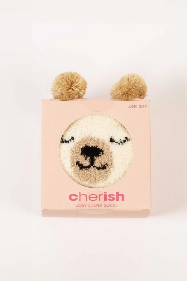 Cherish Accessories Cream Fluffy Boxed Slipper Socks*Women Nightwear