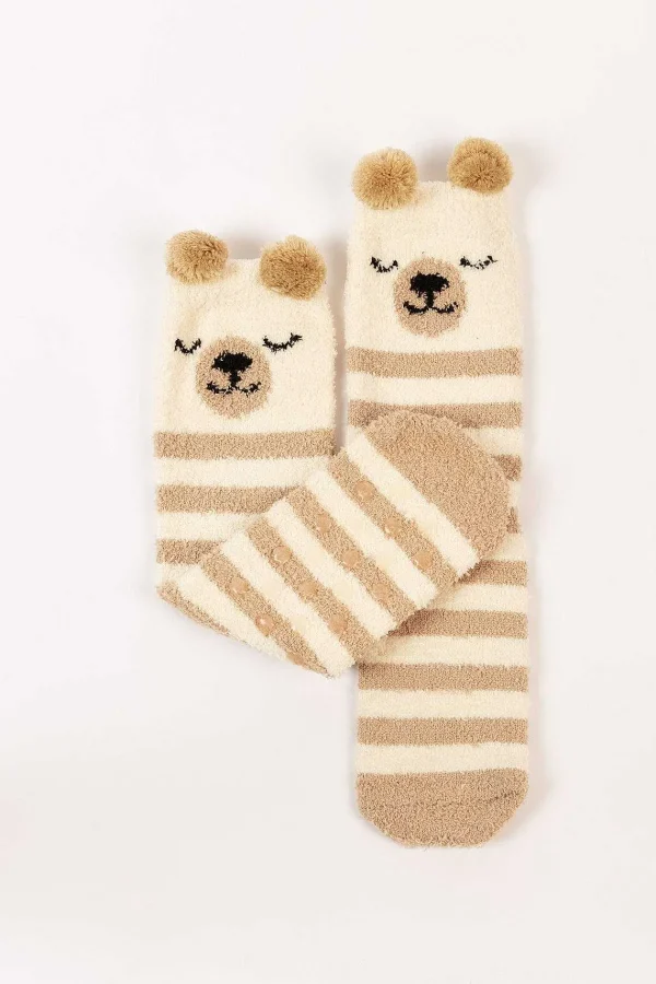 Cherish Accessories Cream Fluffy Boxed Slipper Socks*Women Nightwear