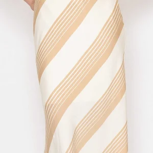 Elli White Cream Satin Stripe Midi Skirt*Women Skirts & Shorts