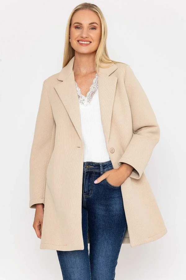 Pala D'oro Cream Scuba Fabric Coat*Women Coats & Jackets