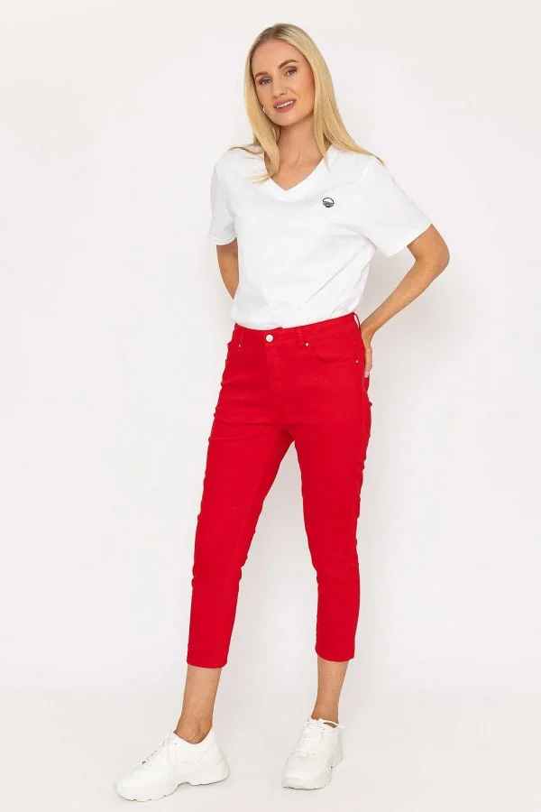 West Quay Crop Stretch Jeans In Red*Women As Seen On Social