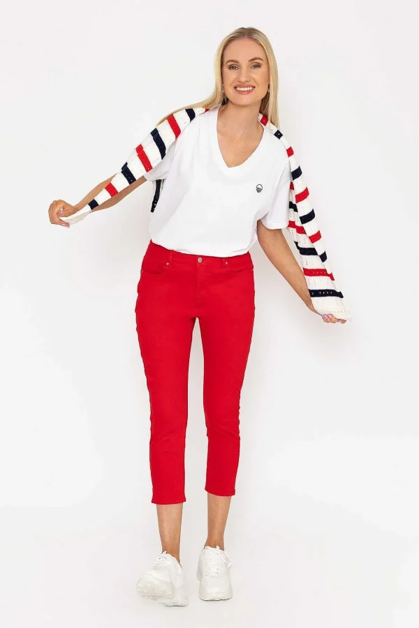 West Quay Crop Stretch Jeans In Red*Women As Seen On Social